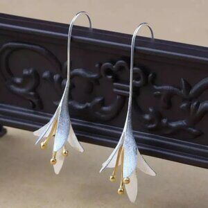 925 Sterling Silver Flower Earrings,, Calla Lily Earrings